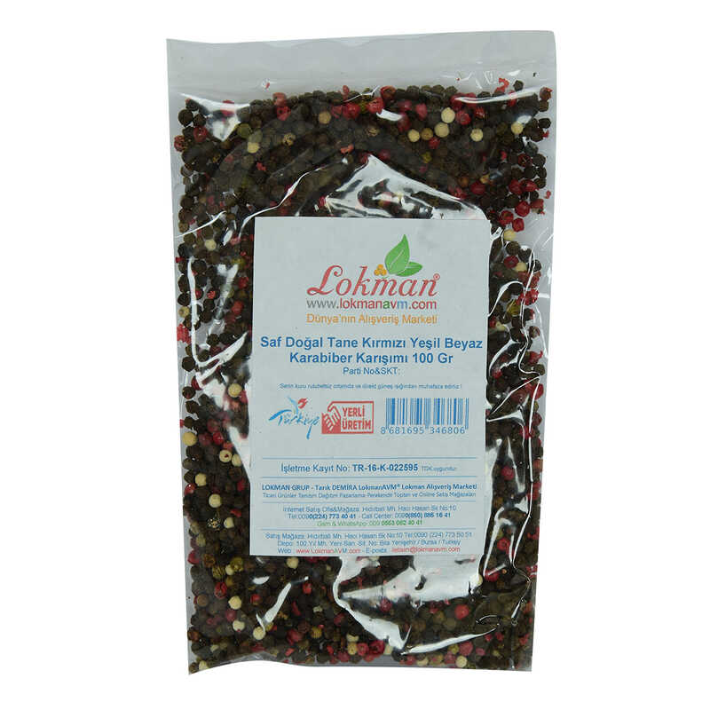 Pure Natural Grain Red Green White Pepper Mix 100 Gr Package