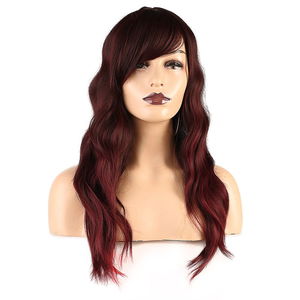 Kanekalon Fiber Synthetic Medium Wig with Wavy Special Bangs / Red Brown