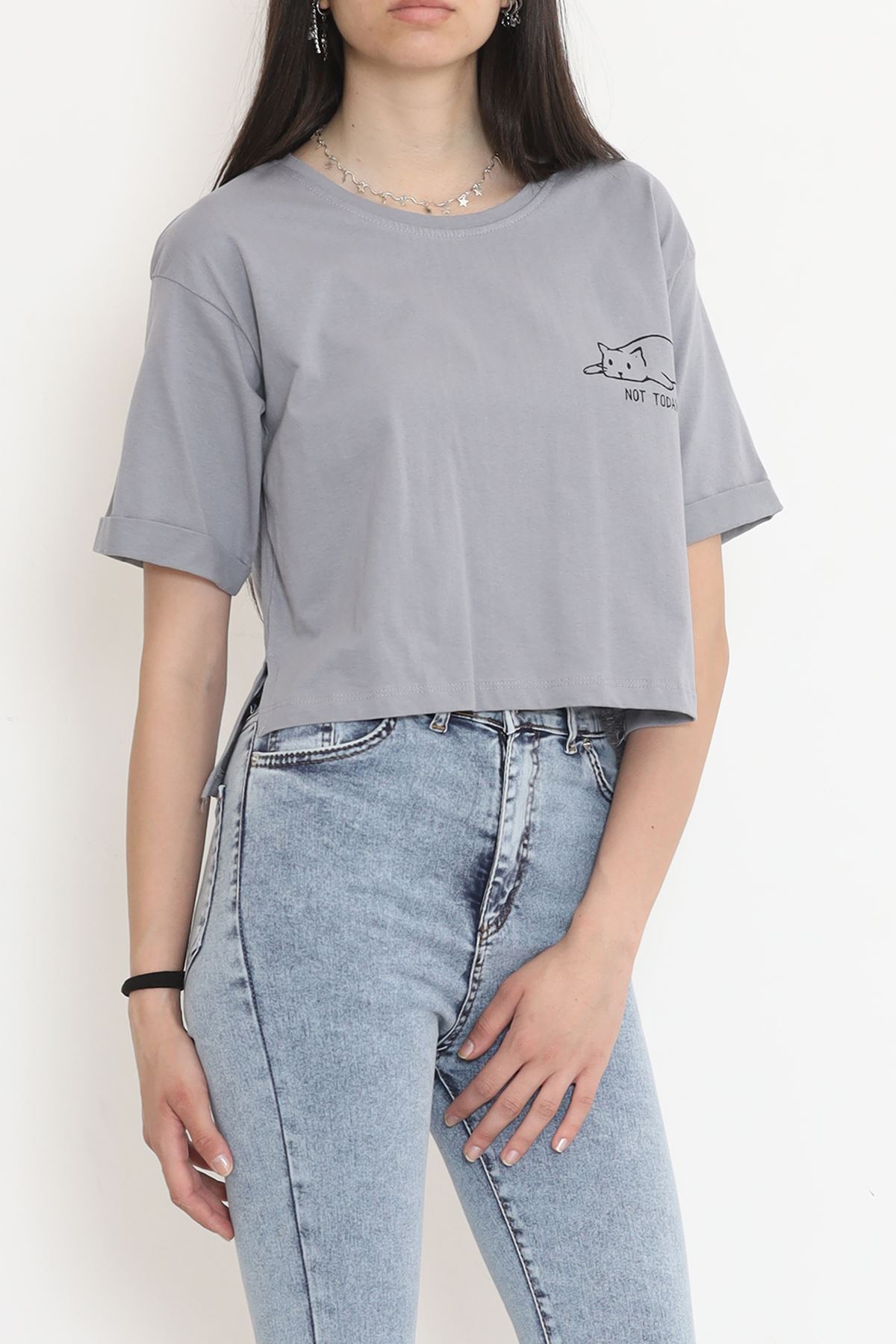 Double Sleeve Crop T-Shirt Smoked