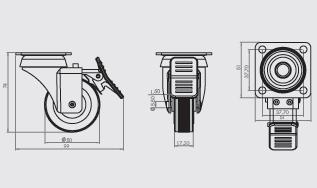 HTS 334 50X20 Swivel Brake Caster with Table