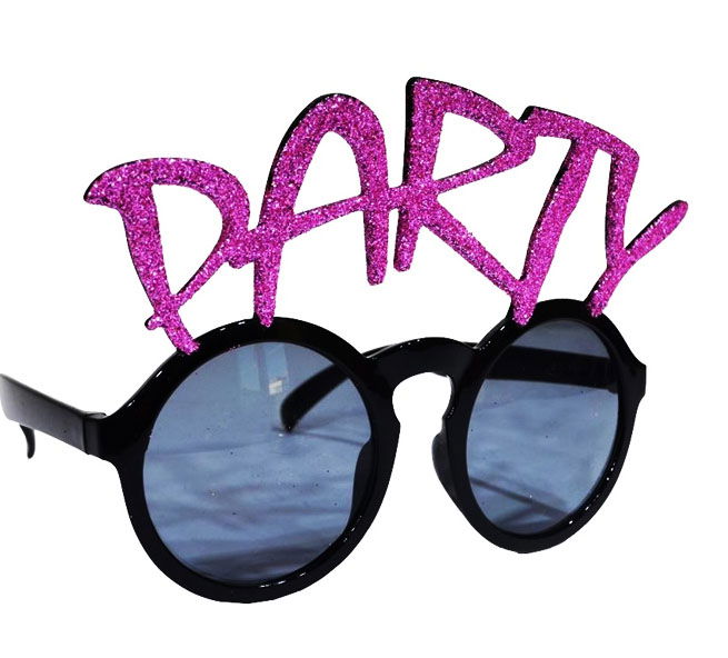 Party Written Fuchsia Color Party Glasses 15x7 cm