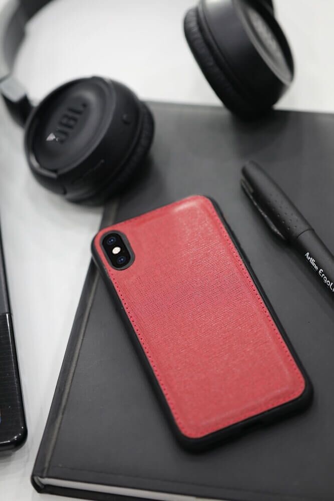 Red Saffiano Leather iPhone X/XS Case