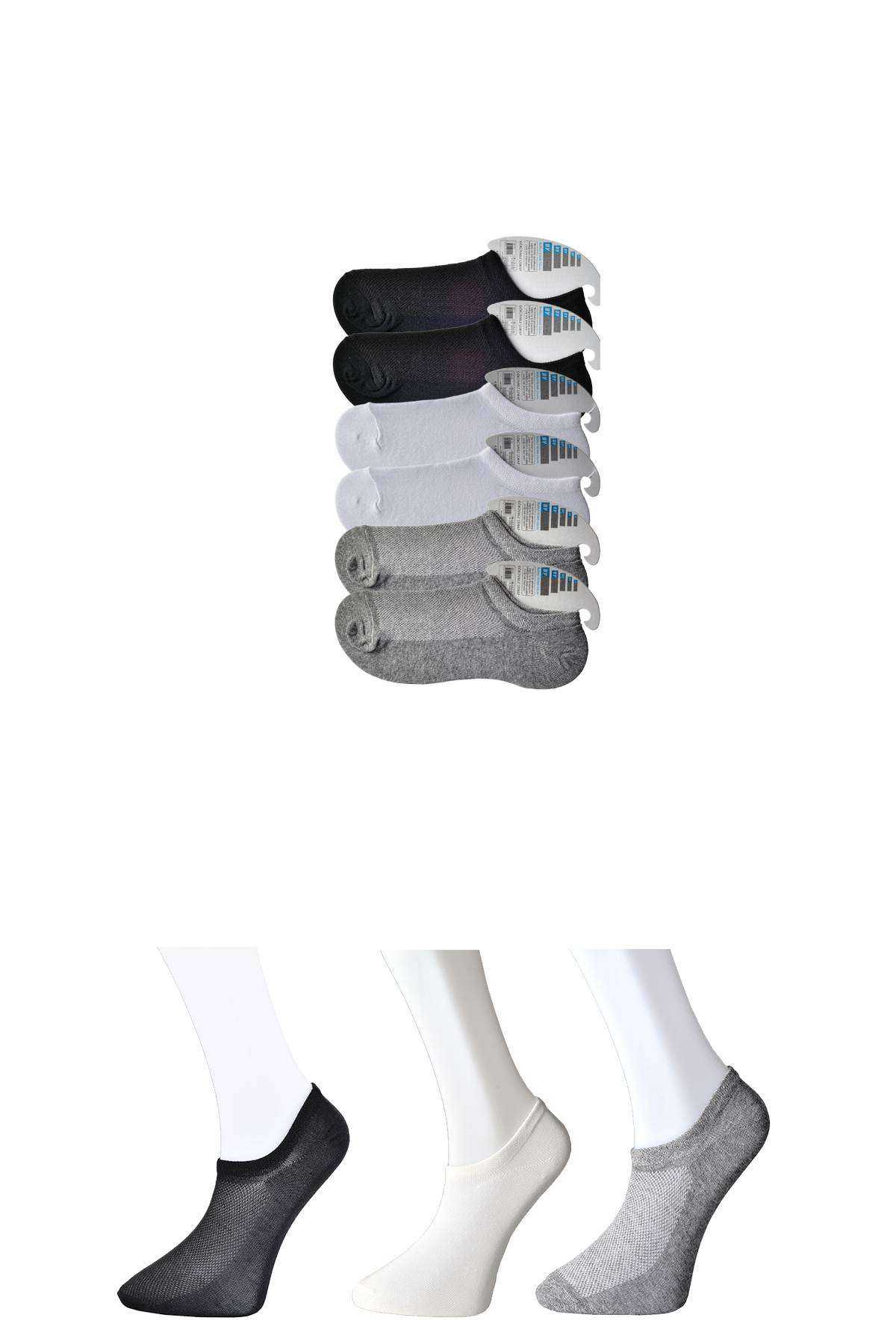 Black Gray and White Men's Invisible Socks 6 pairs