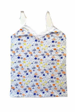 Women's Strappy Patterned Tank Top Lacy Spun Cotton Combed D6