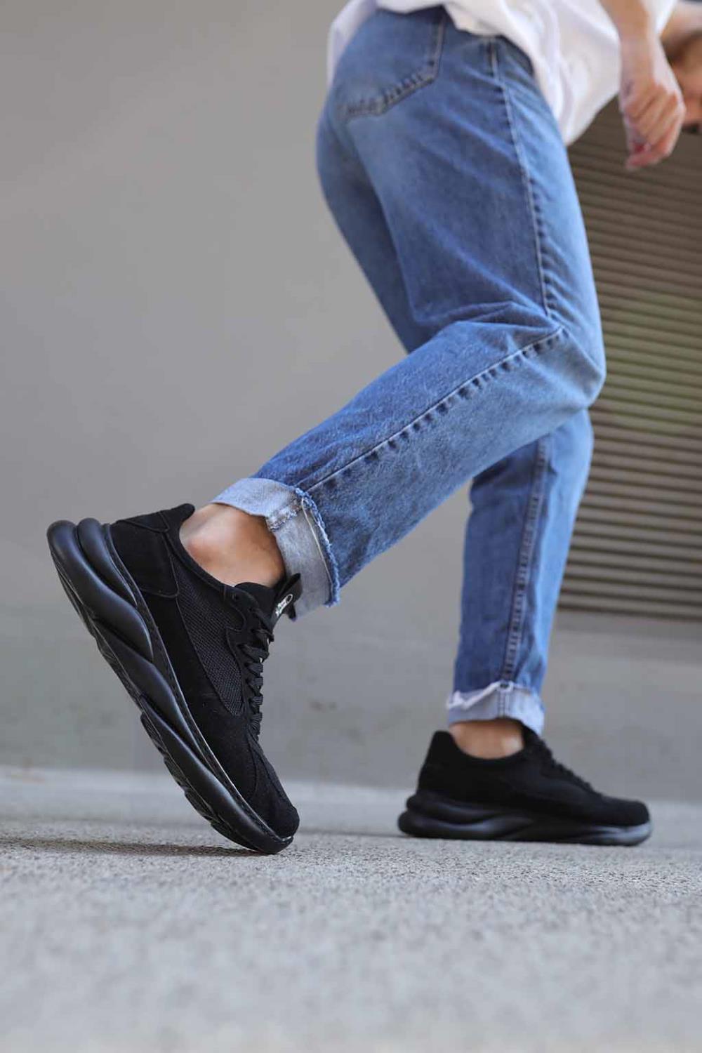 Sneakers Shoes Black Suede (Black Sole)