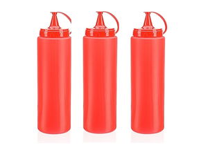 Ketchup Bottle - 1000ML Giant Size Red 3 Pcs