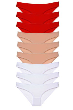 9pcs Super Eco Set Lycra Women Slip Panties Red Skin White