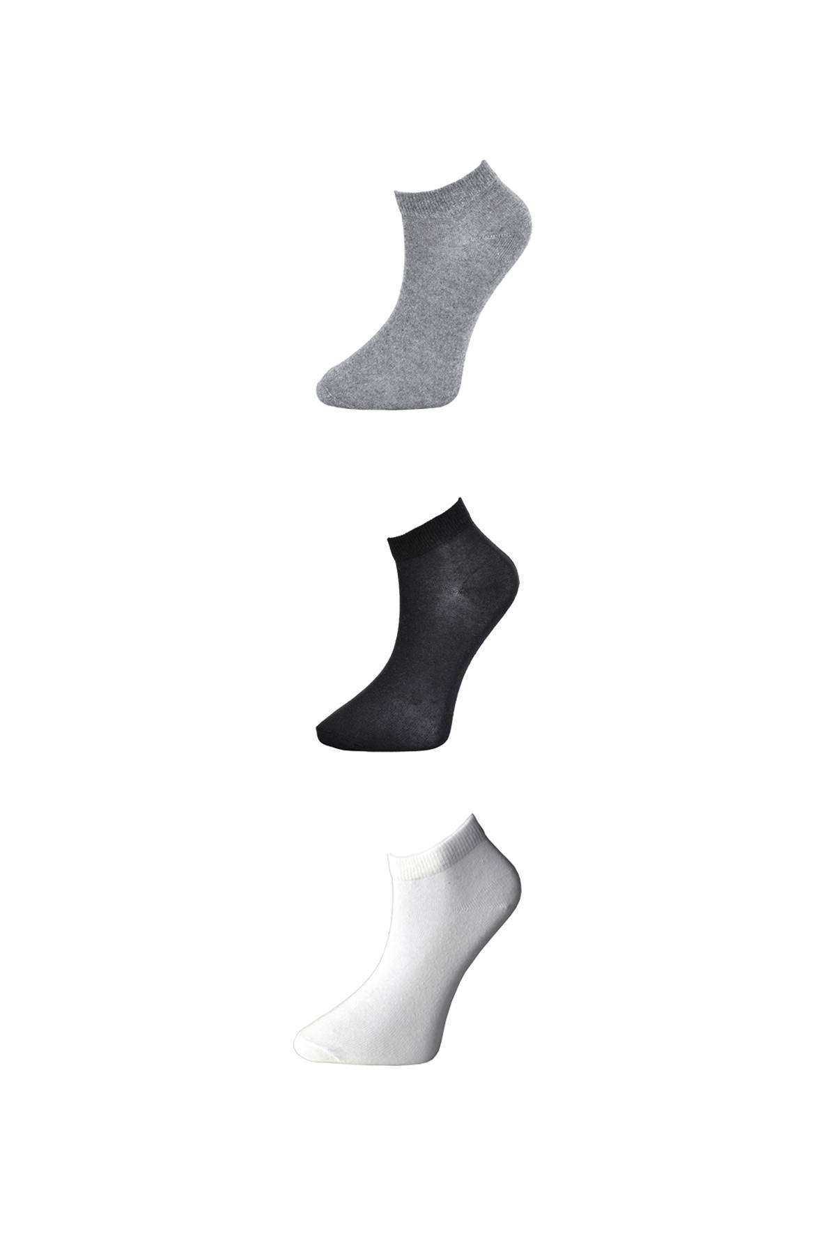 Black Gray and White Women's Ankle Socks 3 pairs