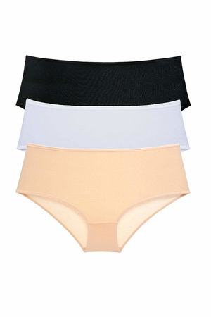 3Pcs Women High Waist Bato Panties Black White Skin