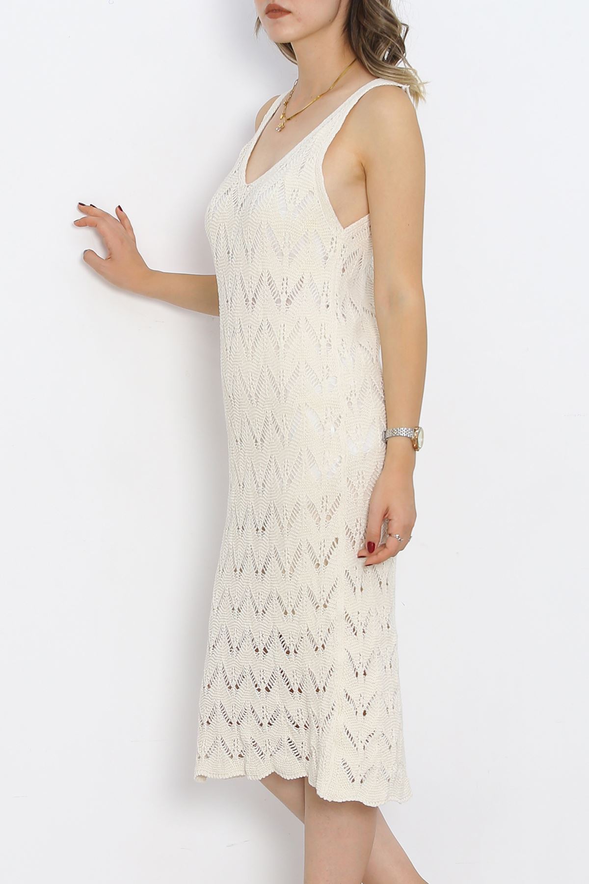 Lined Knitwear Dress Beige