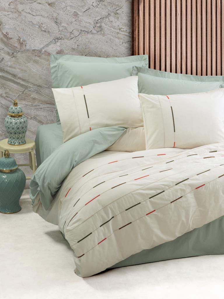 Ranforce Double Duvet Cover Ivory Green