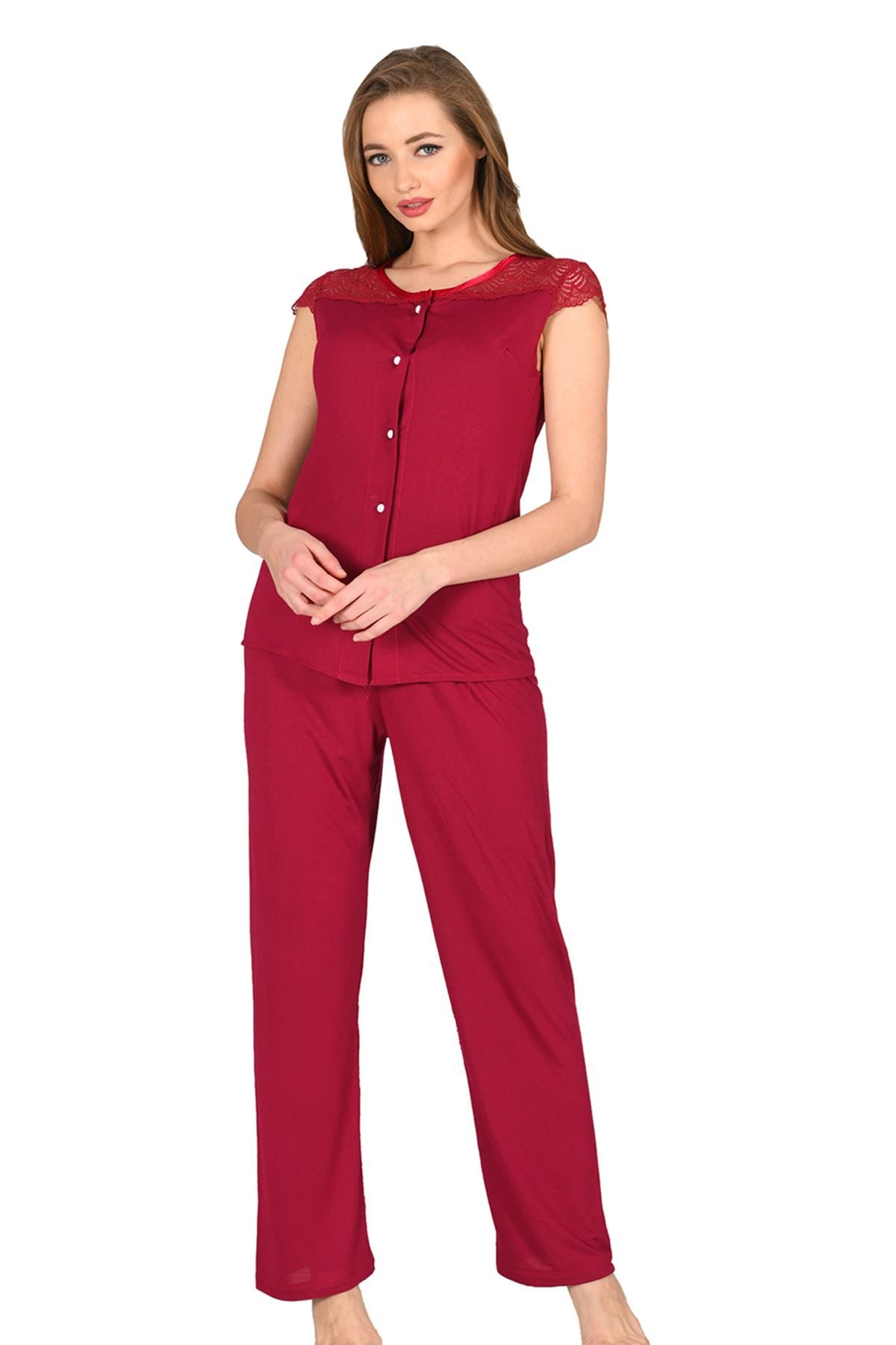 Burgundy Combed Pajama Set