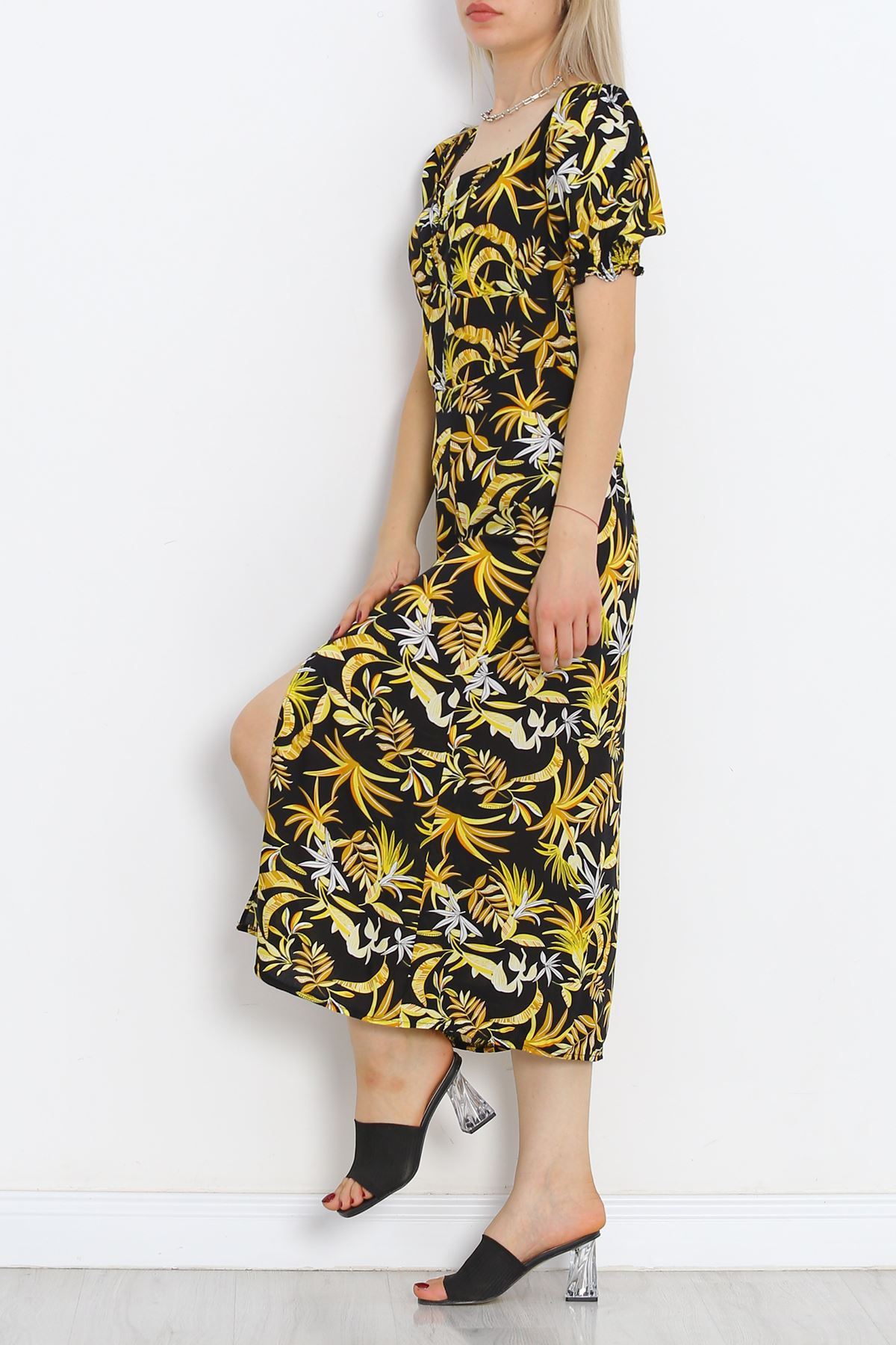 Kiss Collar Dress Yellow Floral