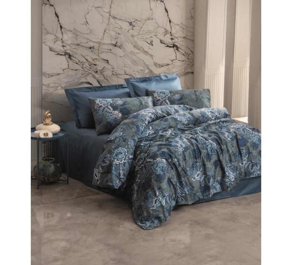 Double Satin Duvet Cover Liza Petrol