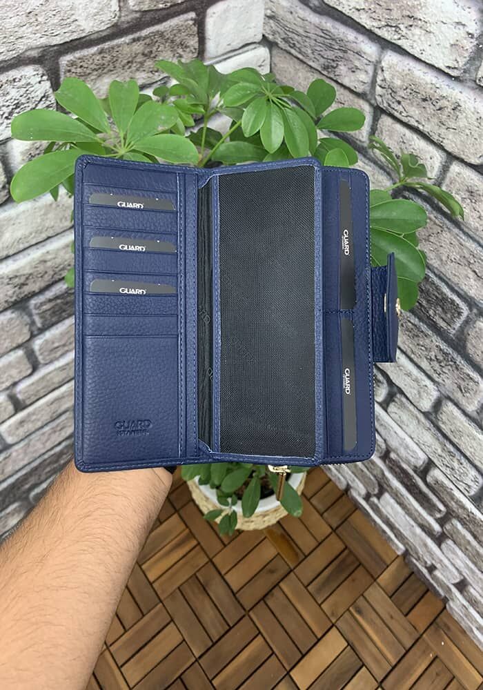 Matte Navy Blue Hand Portfolio with Zipper and Leather Pat