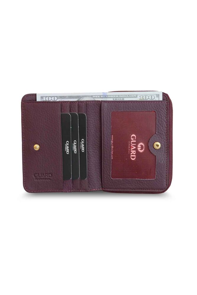 Burgundy Genuine Leather Women's Wallet with Coin Holder