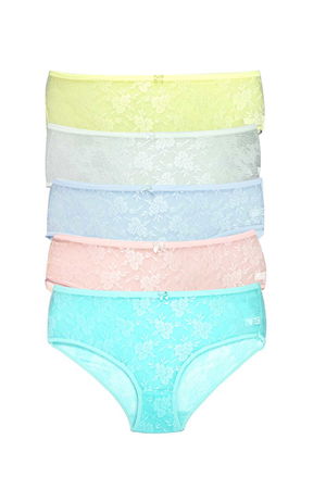 5Pcs Women's Complete Tulle Lace Bato Panties