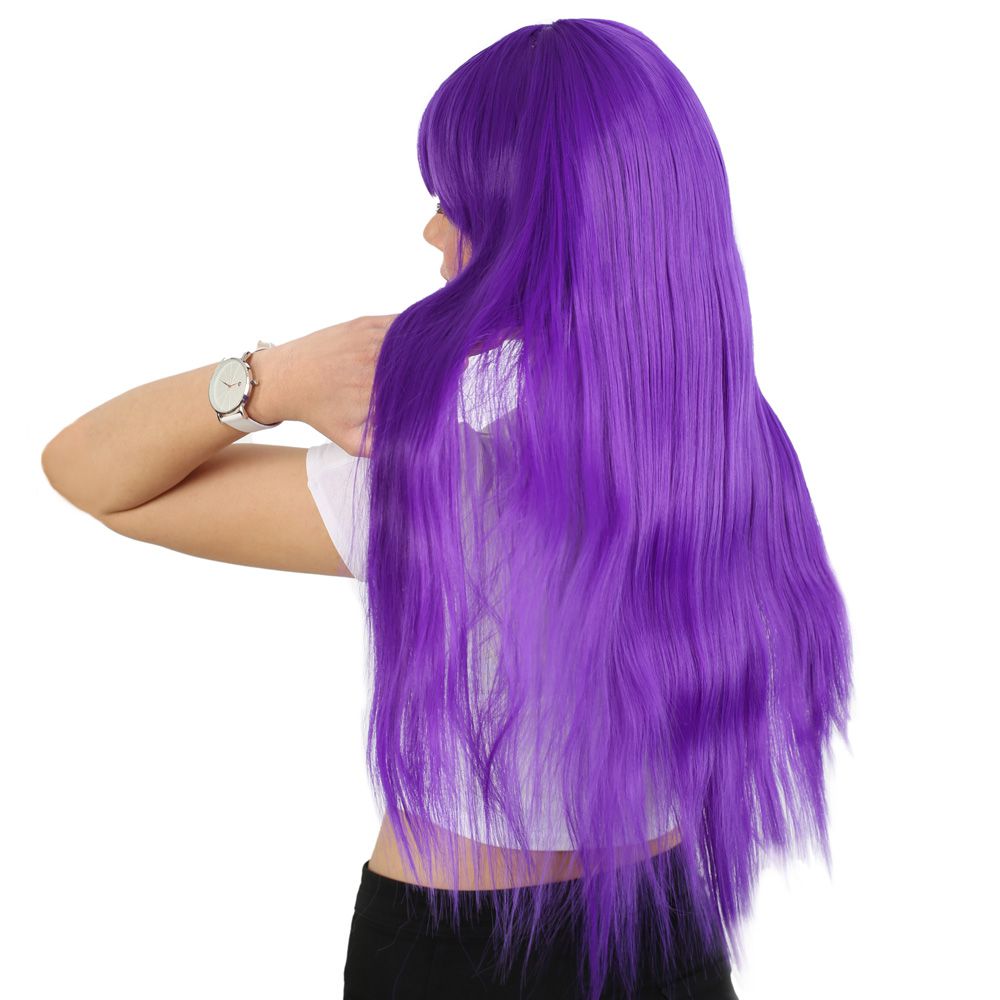 Kanekalon Fiber Synthetic Wig with Long Bangs / Purple