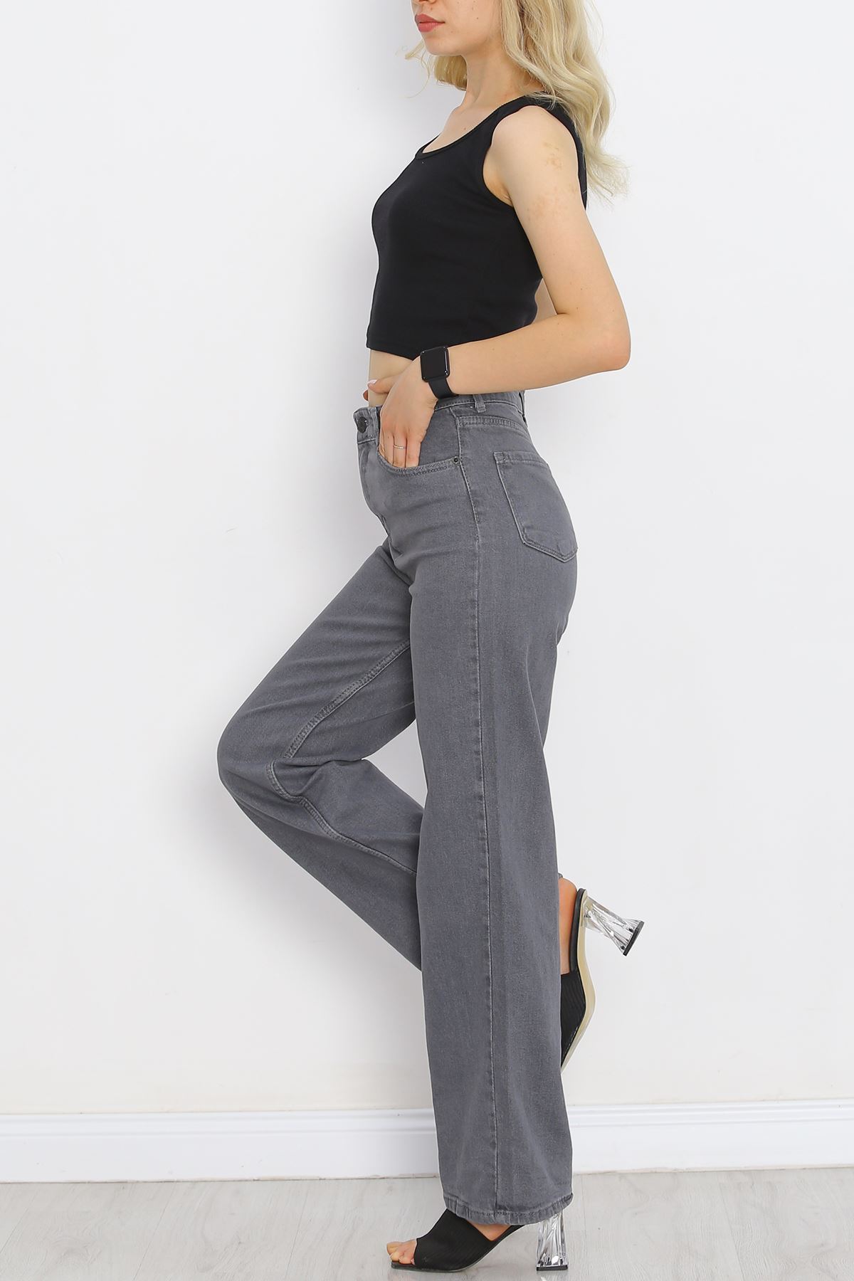 Palazzo Jeans Pants Light Smoked1