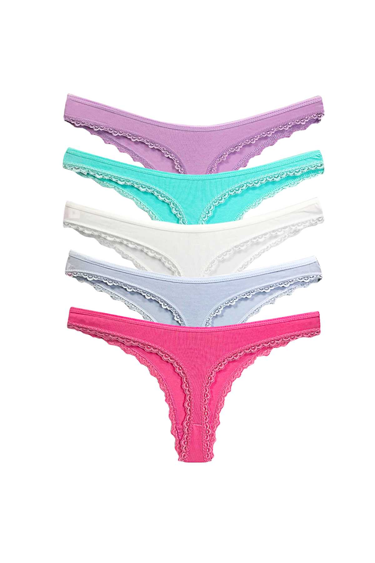 5 Pcs Cotton Women's Classic Lace String Thong