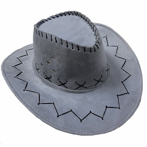 Lace-up Kids Oversized Nubuck Suede Cowboy Hat Dark Grey Color