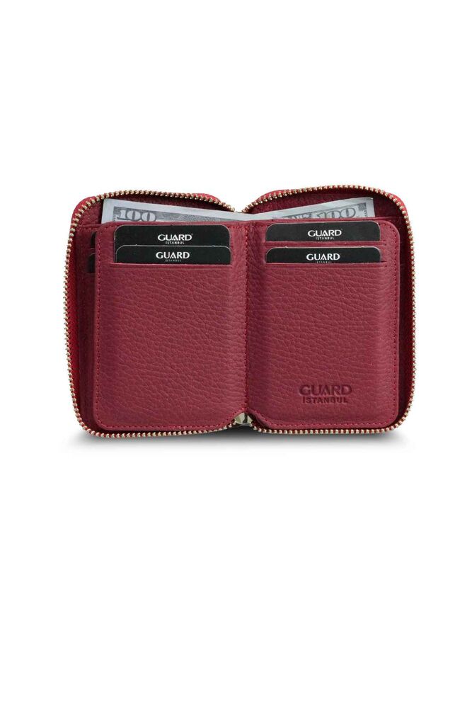 Red Leather Mini Wallet with Zipper