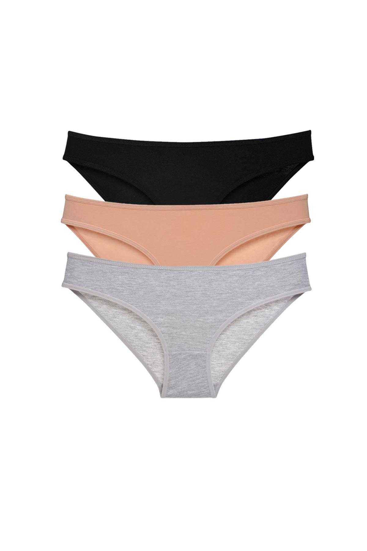 3pcs Super Eco Set Lycra Women Slip Panties Black Skin Gray