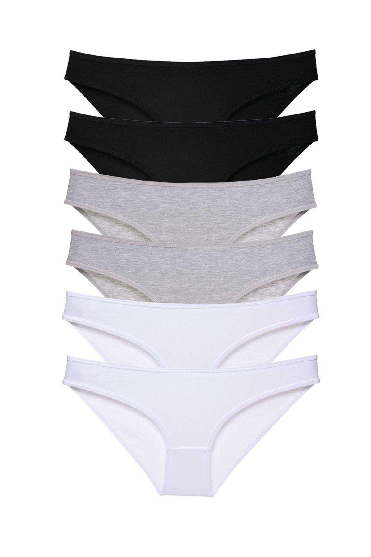 6pcs Super Eco Set Lycra Women Slip Panties Black Gray White