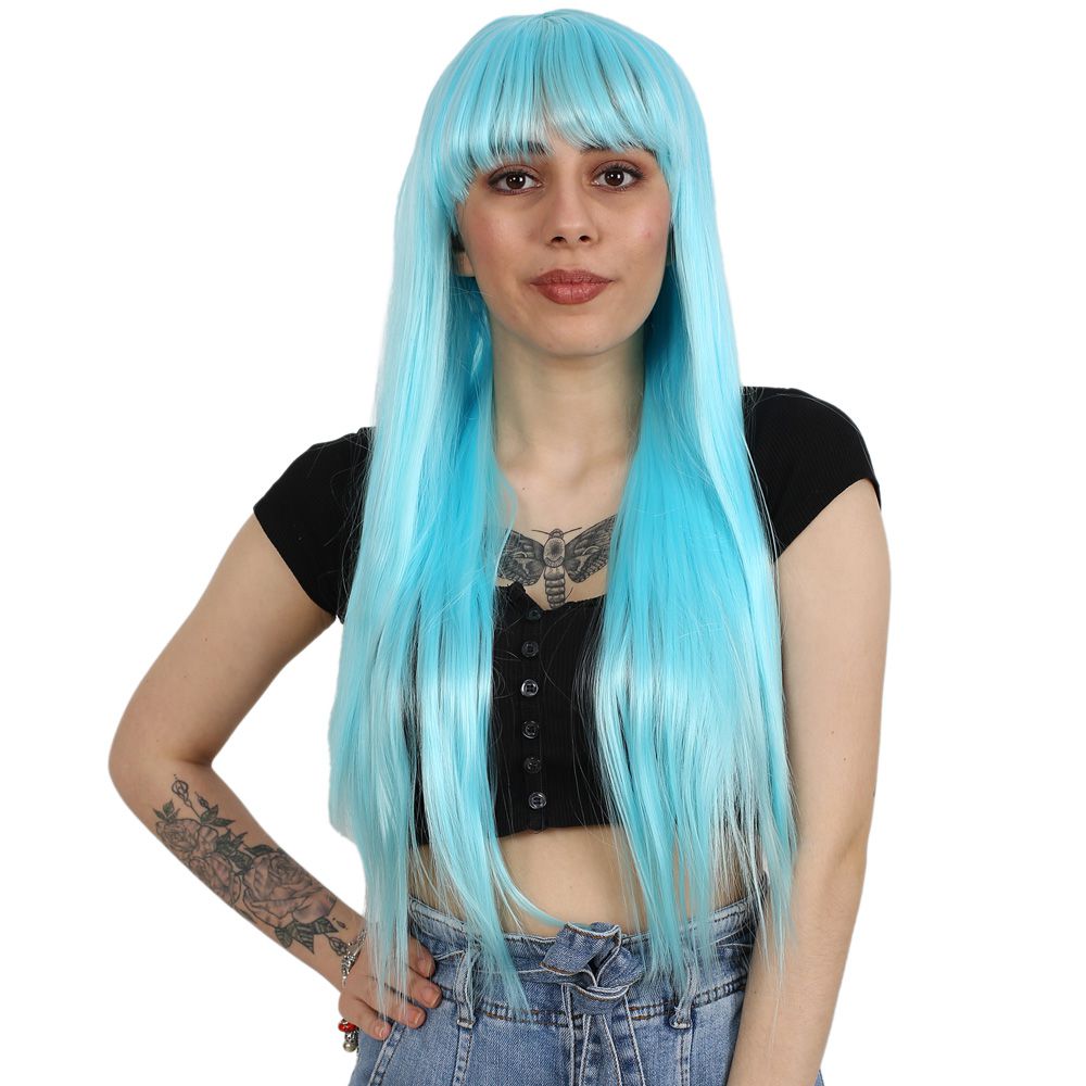 Kanekalon Fiber Synthetic Wig with Long Bangs / Baby Blue