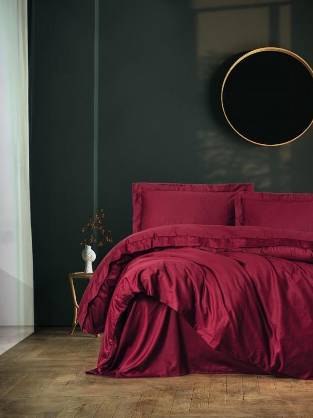 Single Satin Duvet Cover Set Elegante Burgundy