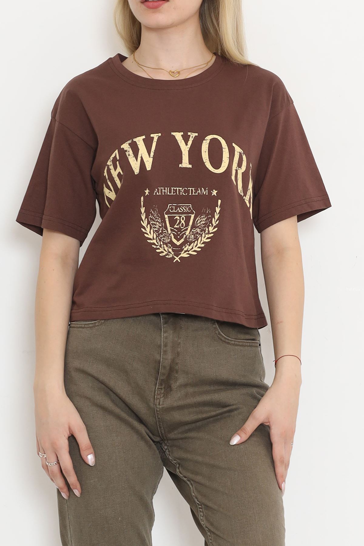 Printed Crop T-Shirt Coffee