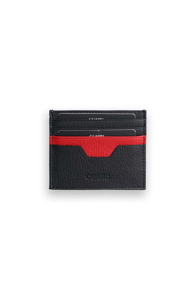 Black - Red Double Color Genuine Leather Card Holder