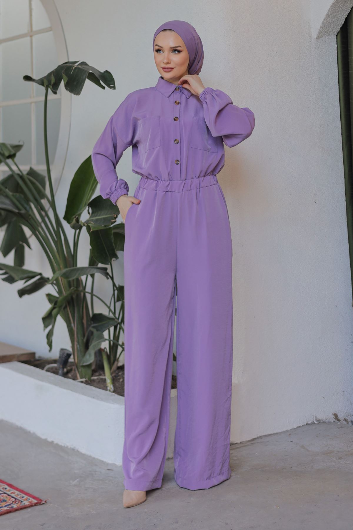 Wide Leg Jumpsuit Lila