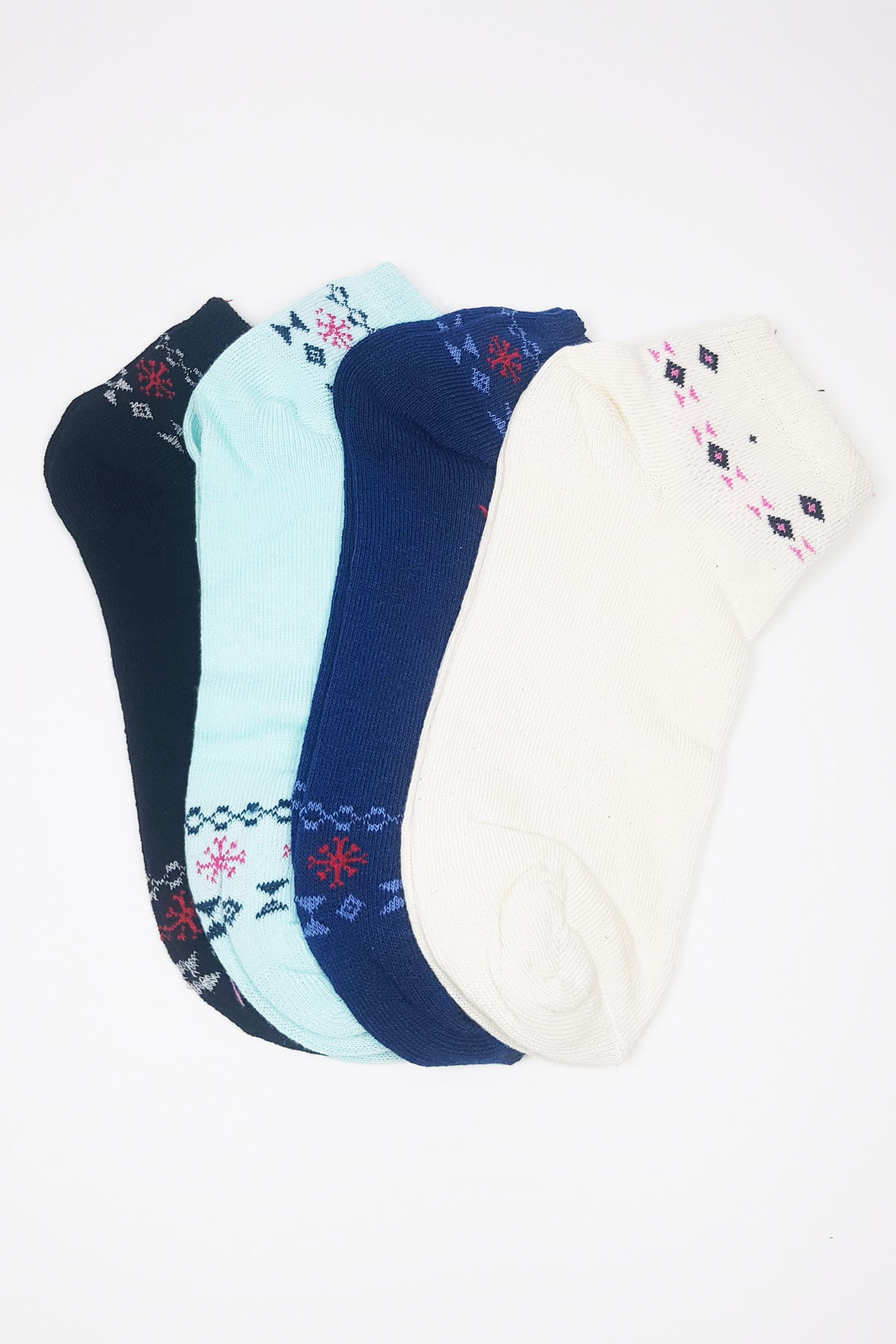 Women Ankle Socks Summer Cotton Soft Solid Color 4 Pairs