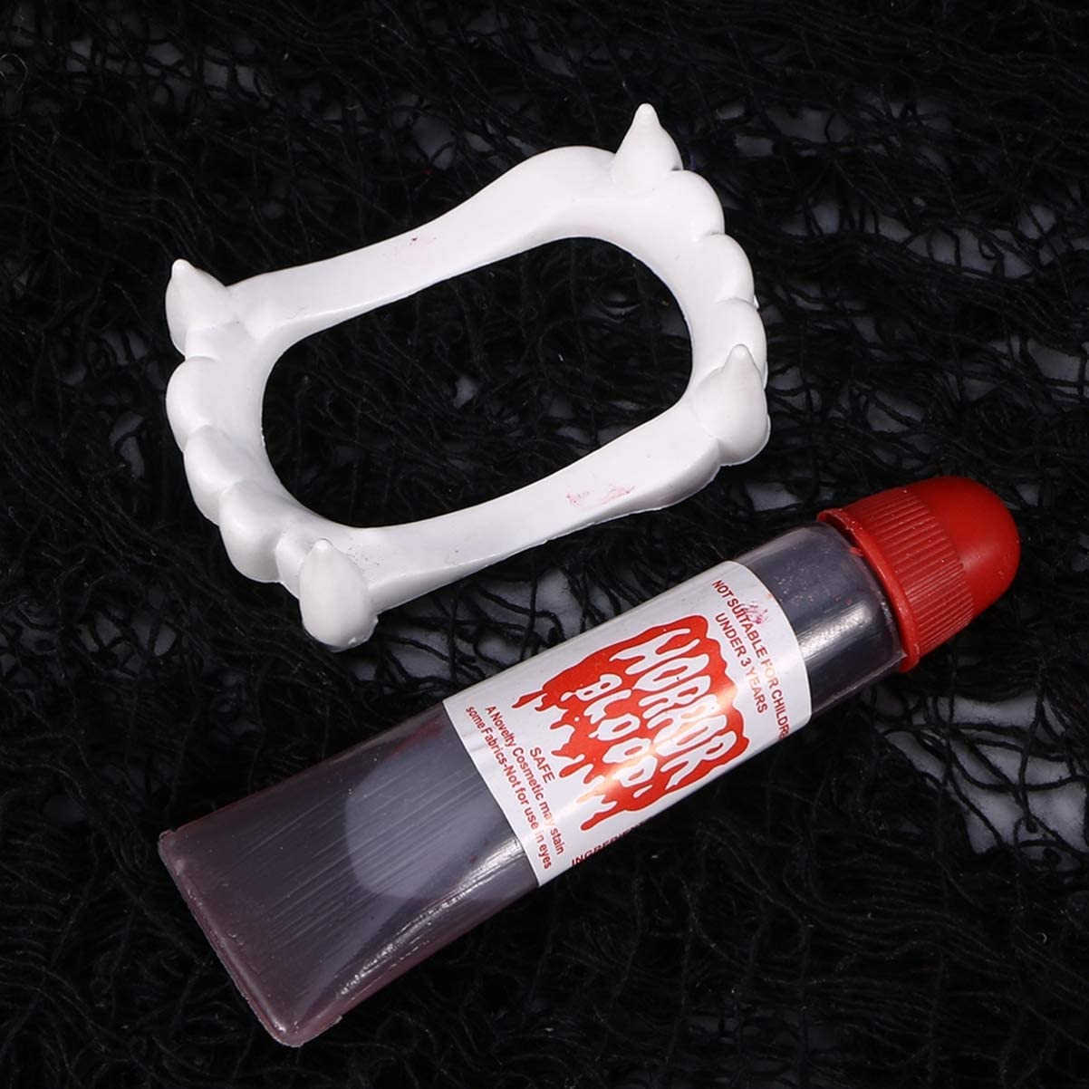 White Color Vampire Fang and Artificial Blood Set