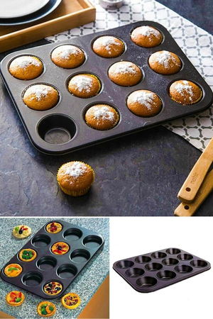 12 Compartment Metal Nonstick Muffin Cake Mold