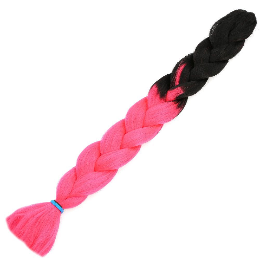 Afro Braiding Synthetic Color Transition Hair 100 Gr. / Black / Neon Pink