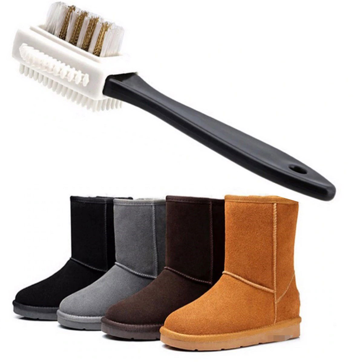 Three Sided Portable Suede Boots Shoe Cleaning Care Brush