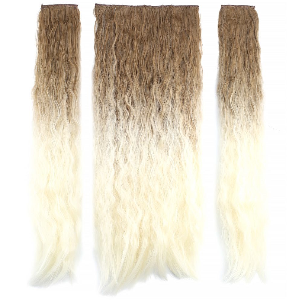 Kanekalon Fiber Synthetic Embossed Wavy Half Moon + 2 Side Hair Snaps / Auburn Platinum Ombré