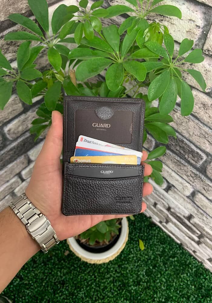 Small Size Brown Leather Card Holder/Business Card Holder with Magnet