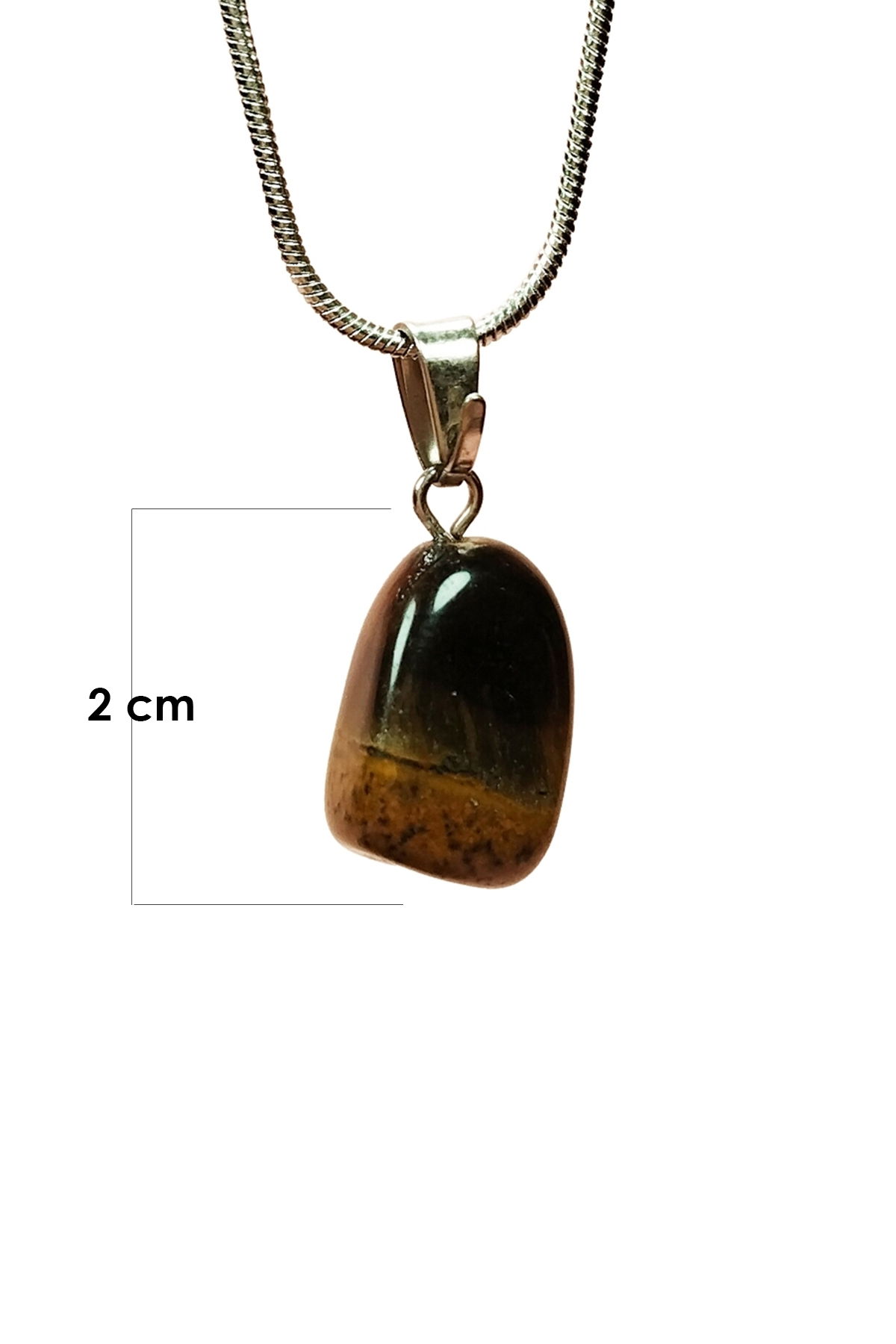 Tiger Eye Natural Stone Handmade Pendant with Chain: 2 cm Chain: 20 cm Boxed