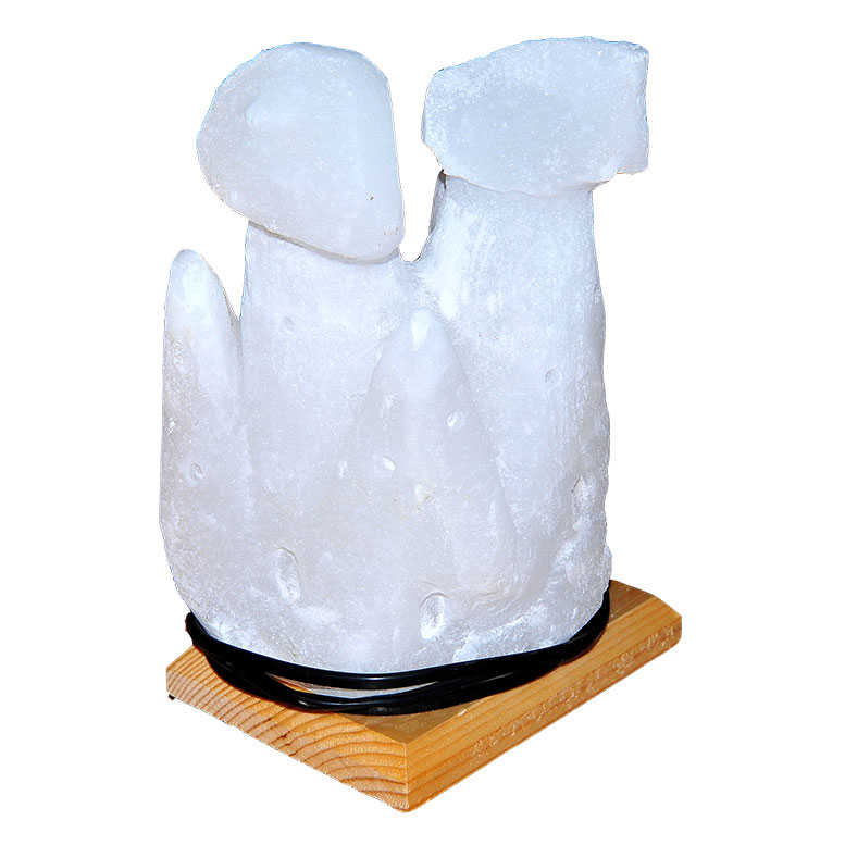 Two Chimney Fairy Chimney Shaped Natural Rock Salt Lamp Cankiri White 4 - 5 Kg with Wired Bulb