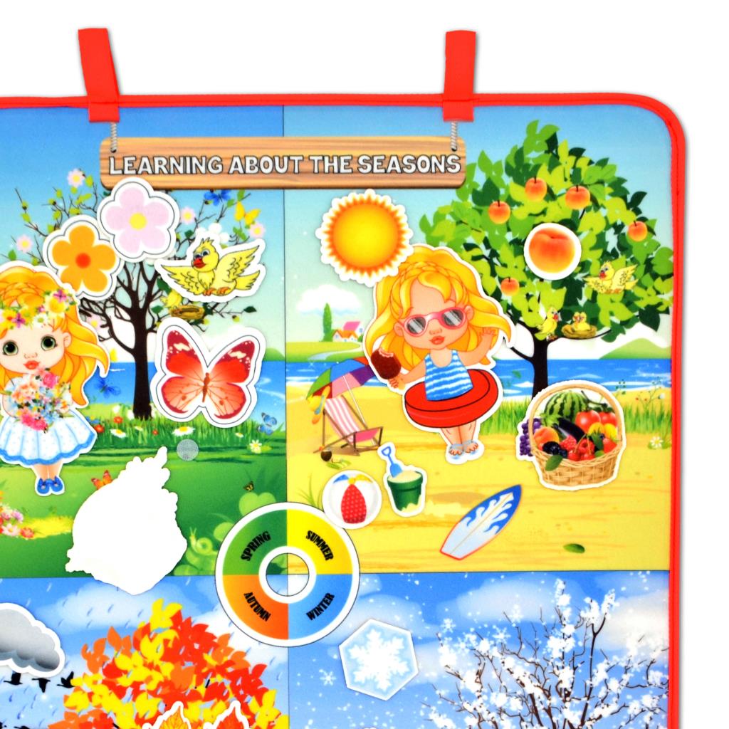 Learning Seasons in English Felt Velcro Wall Board , Educational Toy