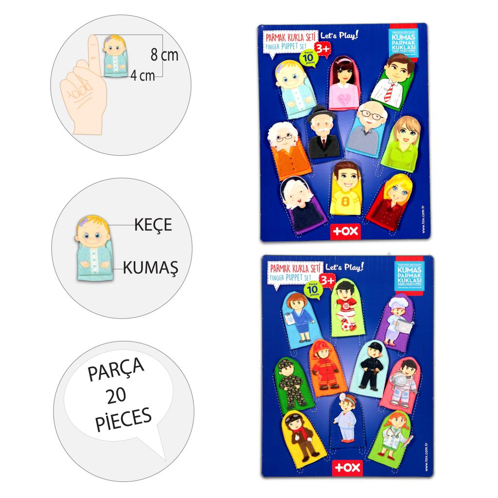 2 Sets - 20 Pieces Professions and Family Members 20 Pieces Finger Puppets