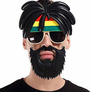 Rasta Wig Rasta Bearded Bob Marley Mustache Party Glasses 27x18 cm