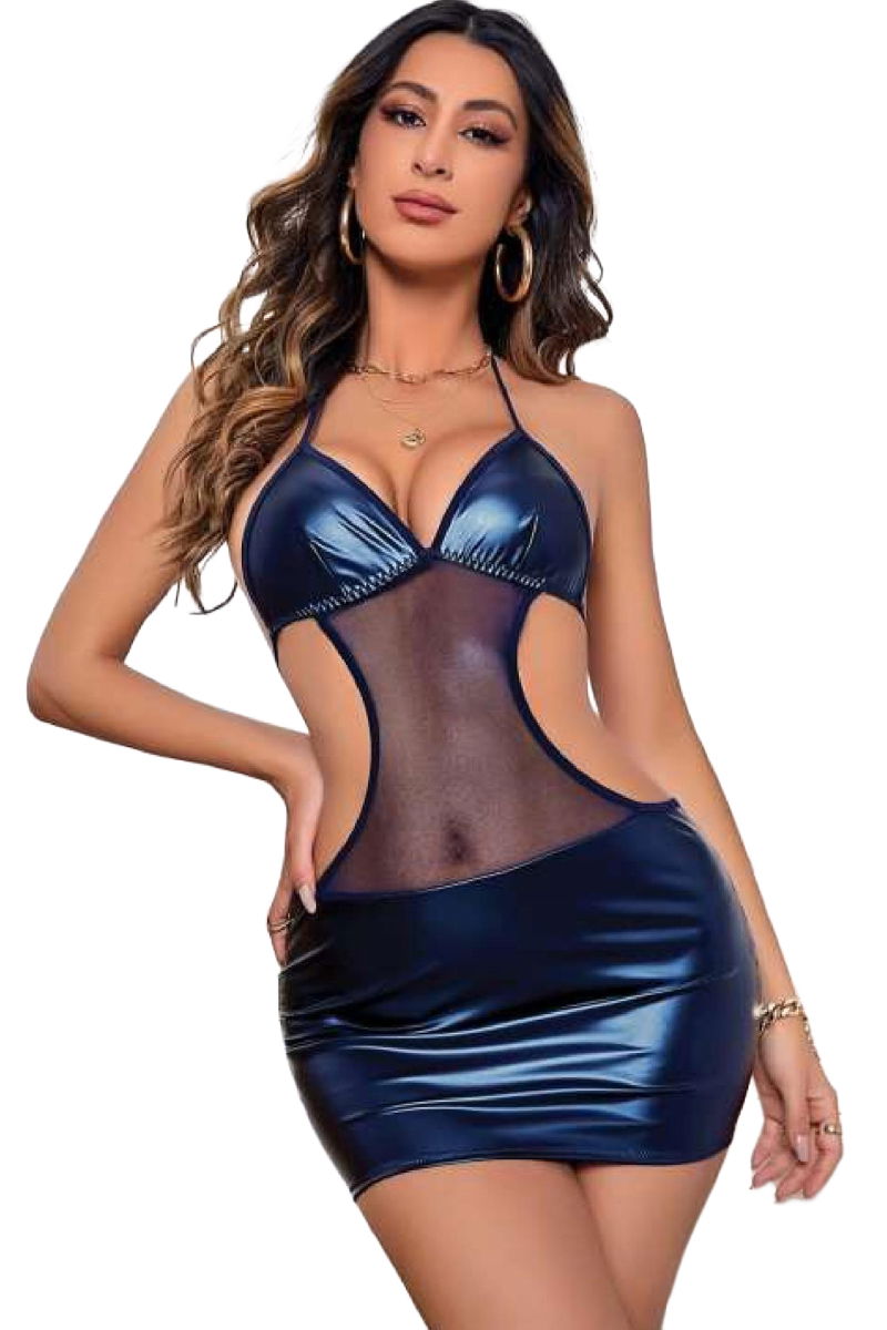 Women's Fancy Leather Costume Harness Erotic Outfit D21008 Blue