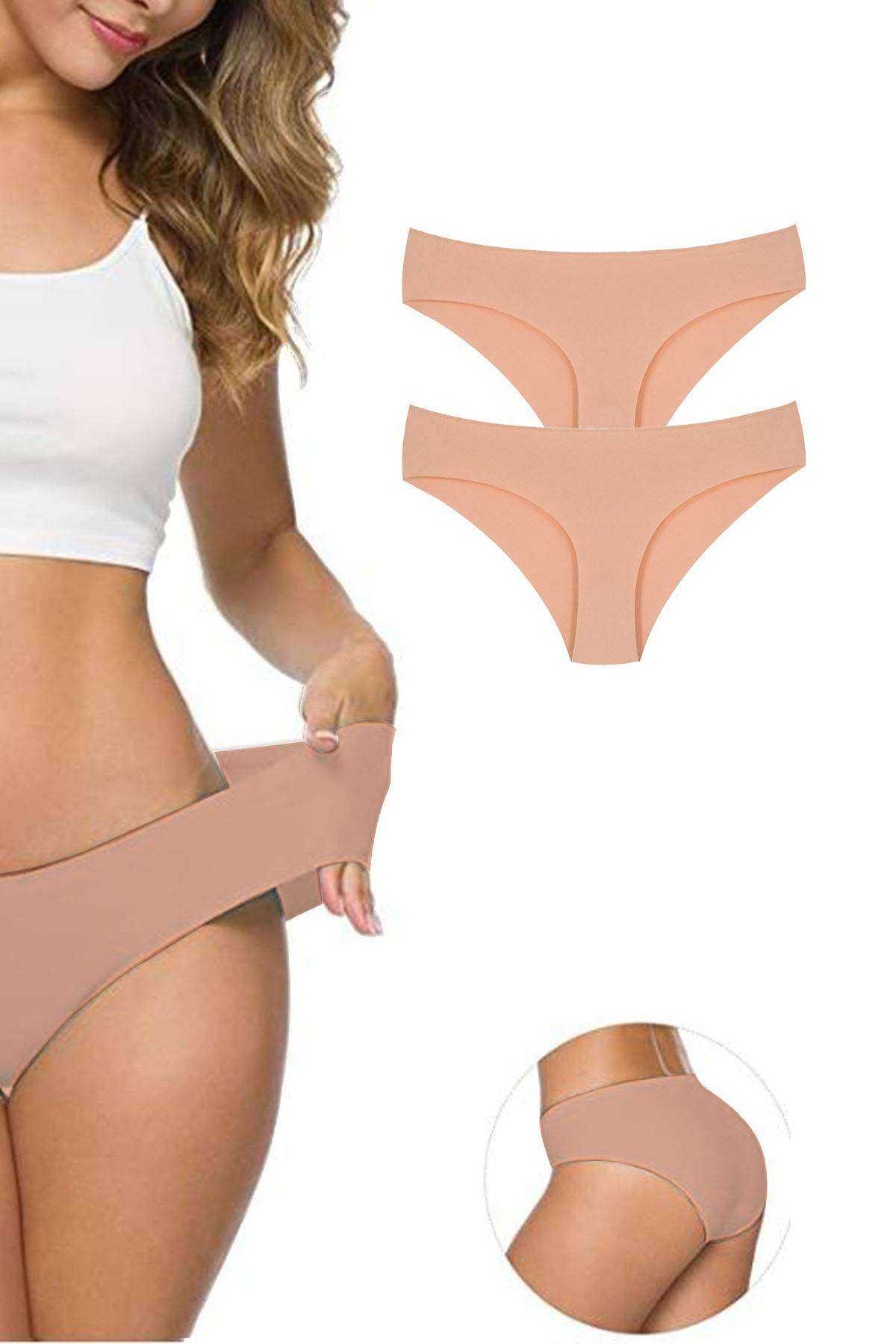 2Pcs Women's Seamless Laser Cut Stretchy Non-marking Panties Skin