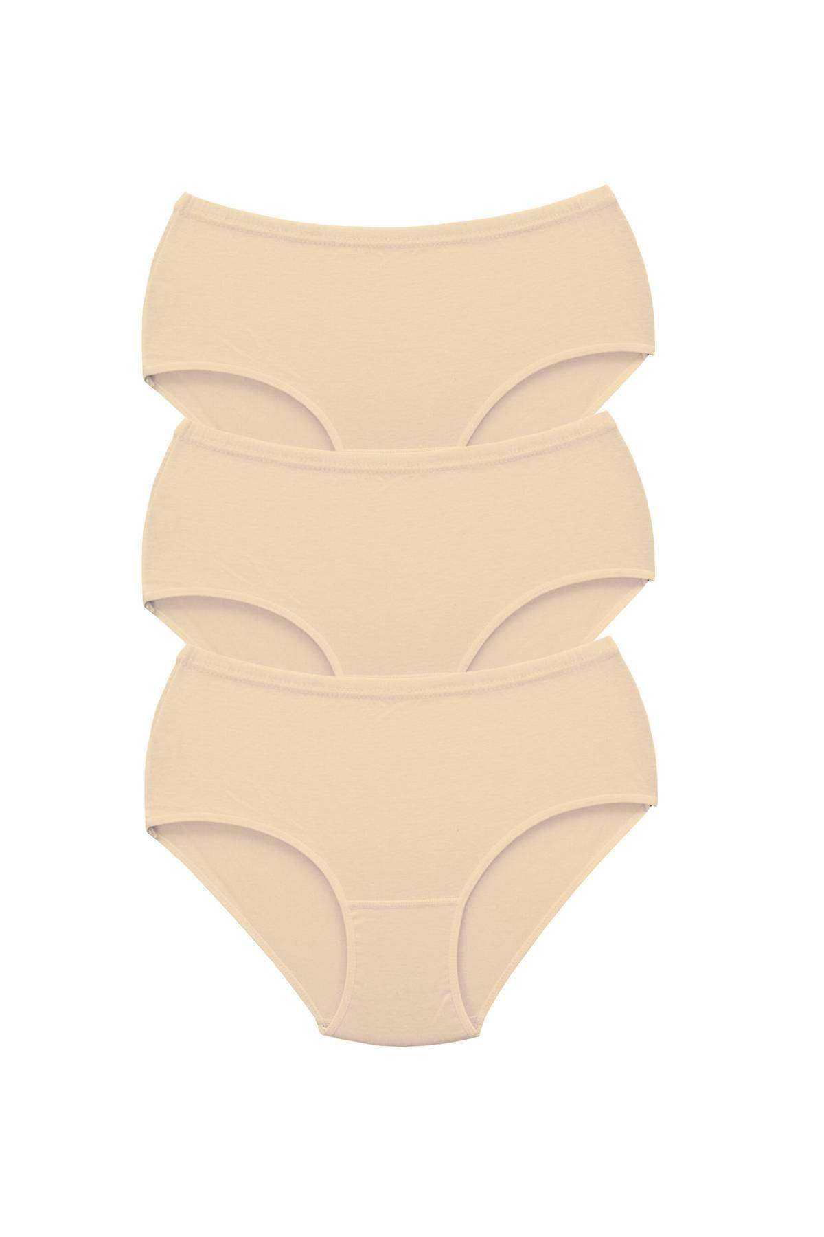 3Pcs Women's High Waist Bato Thick Rubber Panties Skin