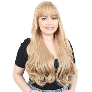 Long Wavy Kanekalon Fiber Synthetic Wig with Custom Bangs / Pumpkin