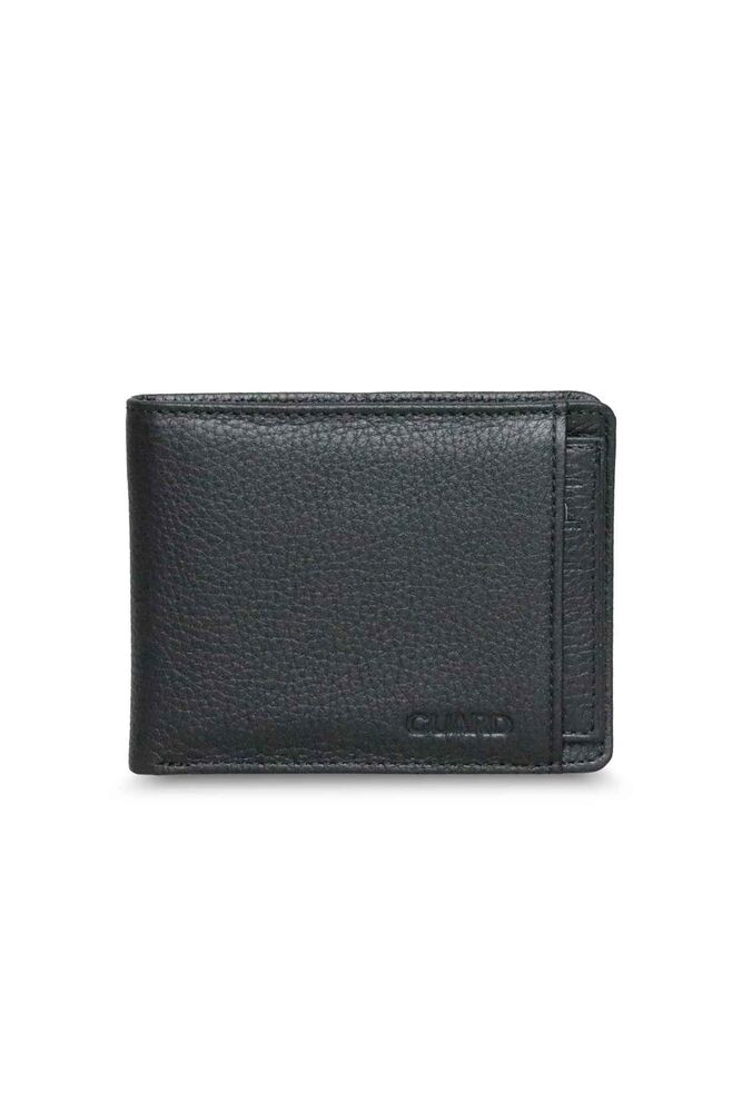 Black Genuine Leather Men's Wallet with Hidden Card Compartment